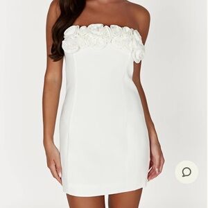 Meshki White Embellished Strapless Mini Dress